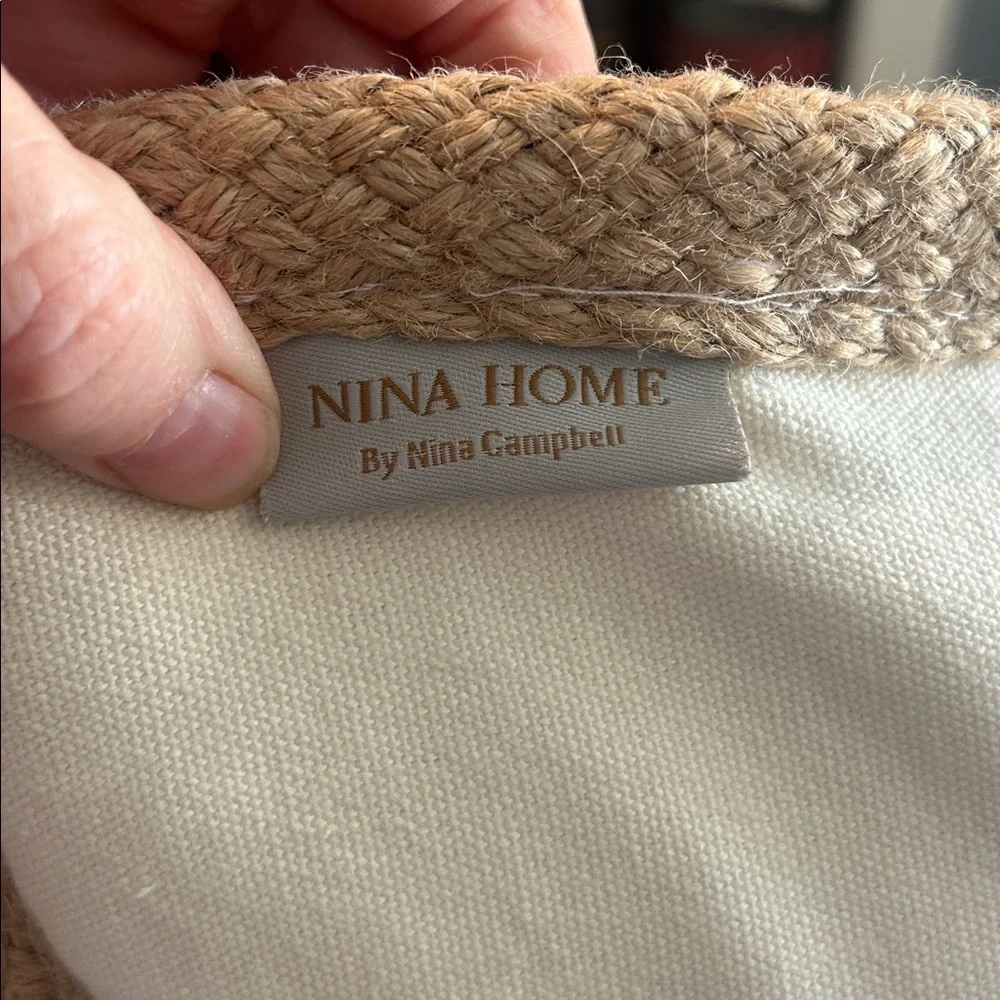 Nina Home by Nina Campbell Embroidered Decorative Pillow with Jute Trim
